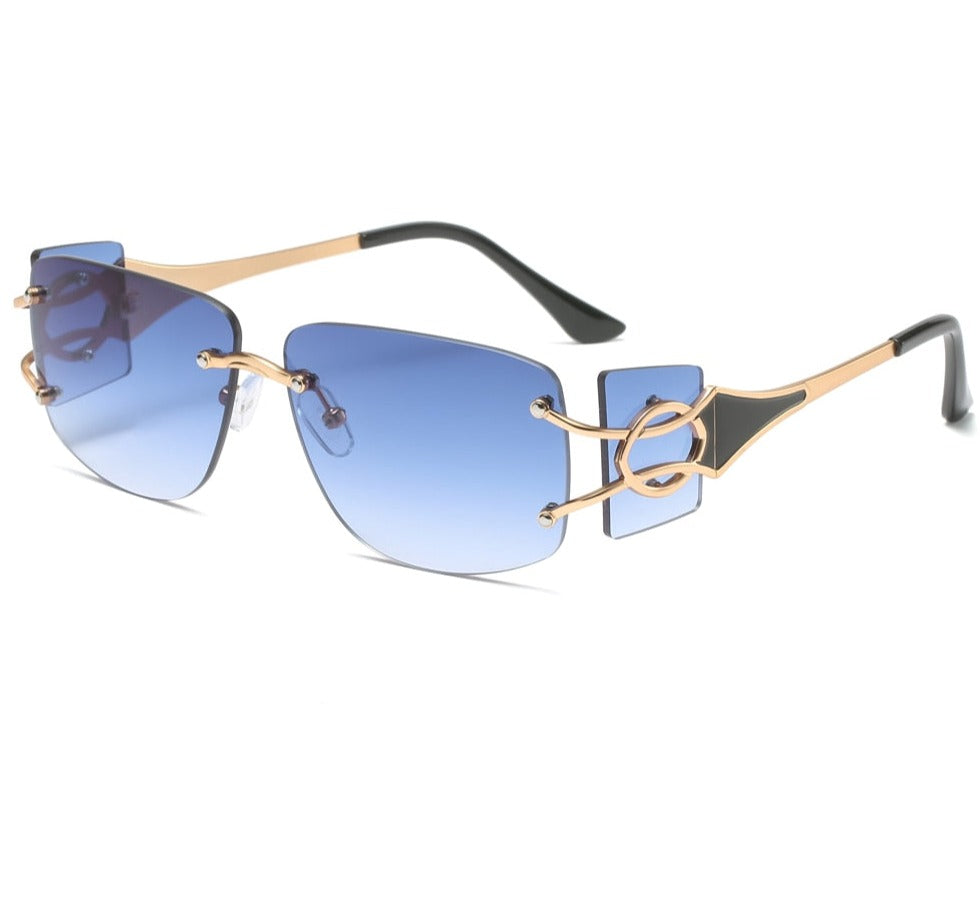 Unisex Shield Square 'Double Sided' Metal Sunglasses