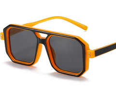 Women's Double Bridges Square 'Rocking 70's' Plastic Sunglasses