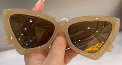 Women's Fashion Cat Eye 'Black Mocha' Plastic Sunglasses