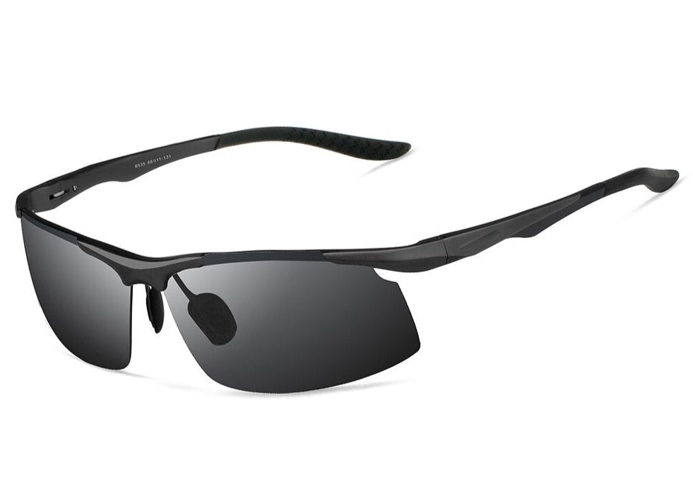 Men's Polarized Rimless Rectangle 'The Brown 202' Metal Sunglasses
