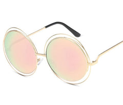 Women's Retro Oversized Round 'Diva Glaze' Plastic Sunglasses