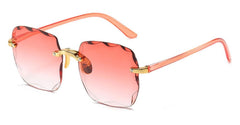 Women's Rimless Polygon 'Grizzly' Metal Sunglasses