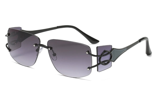 Unisex Shield Square 'Double Sided' Metal Sunglasses