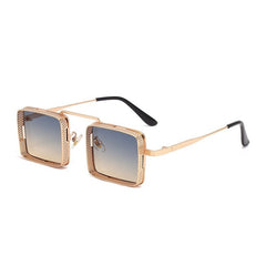 Unisex Trendy Square Steampunk 'Wild Stylish' Metal Sunglasses