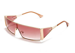 Women's Retro Rectangle 'One Piece' Metal Sunglasses