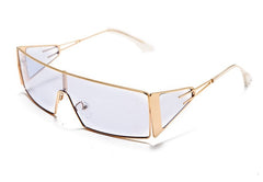 Women's Retro Rectangle 'One Piece' Metal Sunglasses