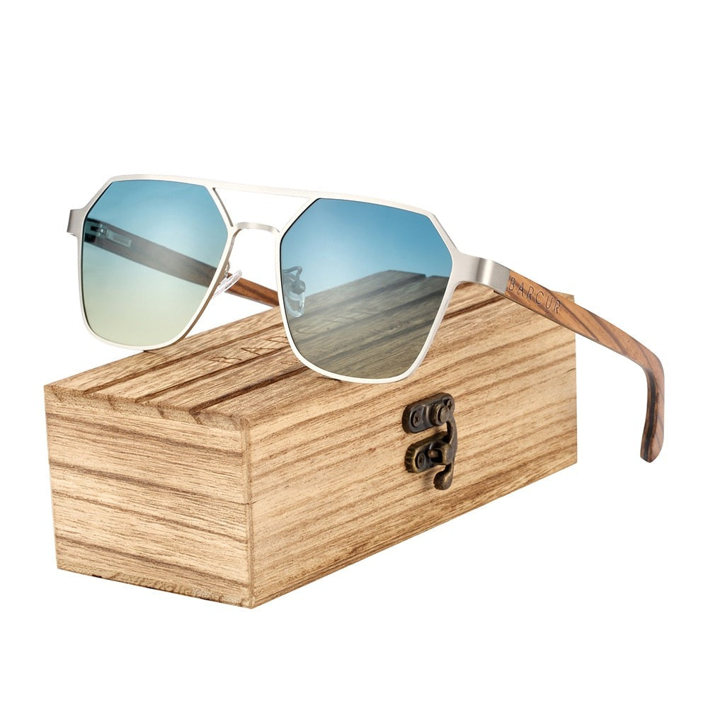 Men's Zebra Wood 'Tasteful' Temple Sunglasses