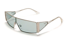 Women's Retro Rectangle 'One Piece' Metal Sunglasses