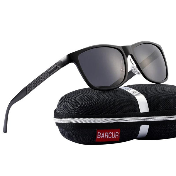 Men's Rectangular Polarized '007' Metal Sunglasses