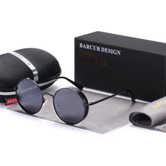 Men's Oval 'Steampunk' Metal Sunglasses