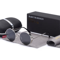 Men's Oval 'Steampunk' Metal Sunglasses