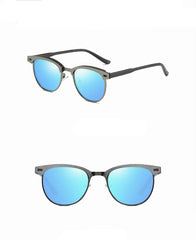 Women's Semi Rimless Round 'Modern Clubmaster' Metal Sunglasses