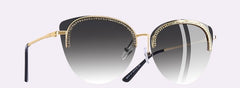 Women's Rimless Cat Eye 'Perfect Kitty Smile' Metal Sunglasses