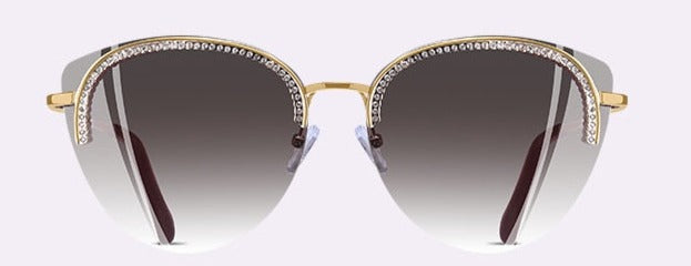 Women's Rimless Cat Eye 'Perfect Kitty Smile' Metal Sunglasses