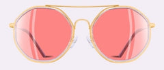 Women's Hexagonal Rounded 'Under The Bridge' Metal Sunglasses