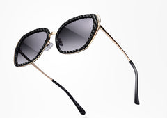 Women's Square Polarized 'Studded' Metal Sunglasses