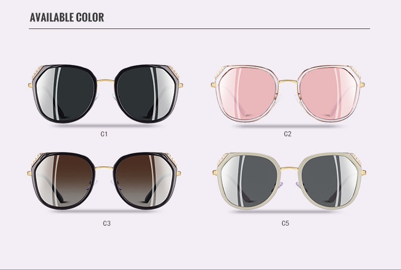Women's Polarized Square 'Rhinestone' Plastic and Metal  Sunglasses