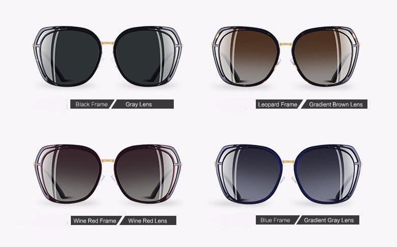 Women's Polarized Square 'Stark' Plastic and Metal Sunglasses