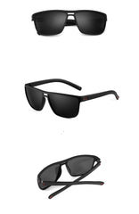 Men's Rectangular Polarized 'Heavy Brow' Plastic Sunglasses