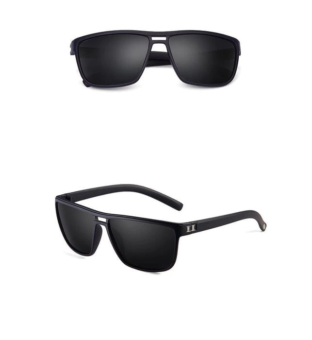 Men's Rectangular Polarized 'Heavy Brow' Plastic Sunglasses