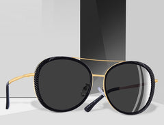 Women's Round Alloy 'Top Down' Metal Sunglasses