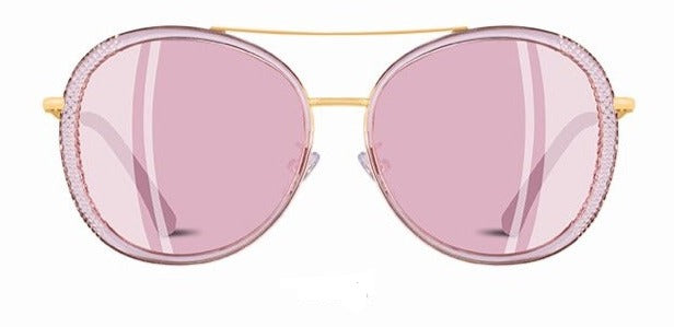 Women's Round Alloy 'Top Down' Metal Sunglasses