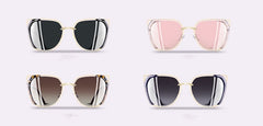 Women's Oversized Square 'Luxury Pink Eye' Metal Sunglasses