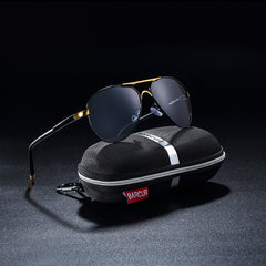 Men's Polarized Aviator 'Patrol' Metal Sunglasses