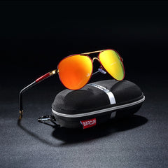 Men's Polarized Aviator 'Patrol' Metal Sunglasses