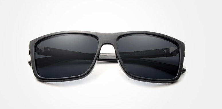 Men's Square Polarized 'Black Hole' Plastic Sunglasses
