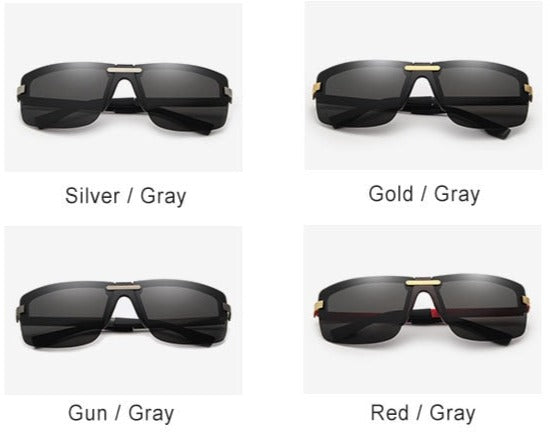 Men's Semi Rimless Square 'Smoke Melanin' Metal Sunglasses