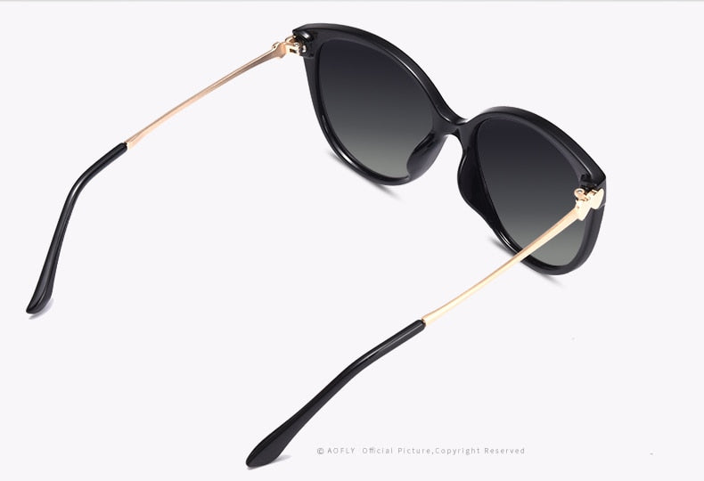 Women's Polarized Cat Eye 'Touch of Modern' Metal Sunglasses