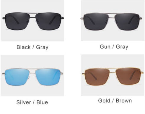 Men's Classic Square 'Dark Tang' Metal Sunglasses