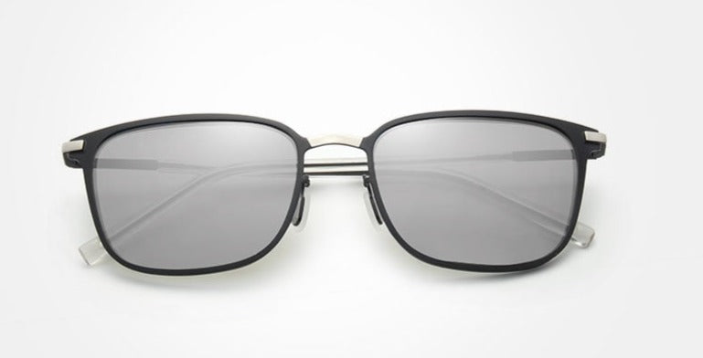 Men's Polarized Square 'Black Thunder' Plastic and Metal Sunglasses