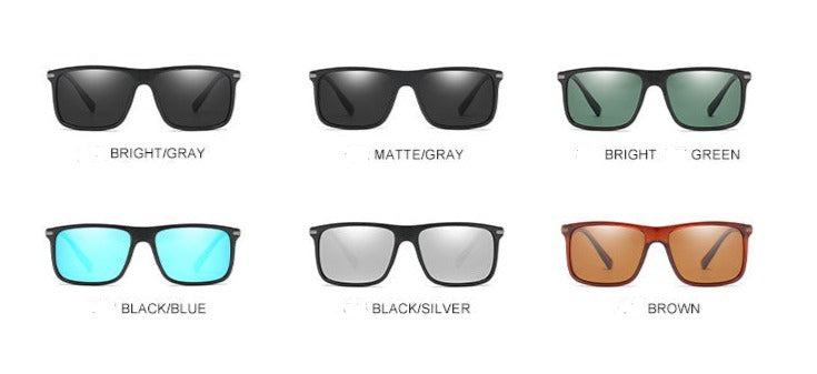 Men's Polarized Square 'Pencil' Plastic Sunglasses