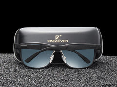 Men's Polarized Square 'Charcoal Storm' Metal Sunglasses