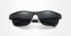 Men's Polarized Square 'Charcoal Storm' Metal Sunglasses