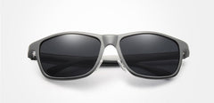 Men's Polarized Square 'Charcoal Storm' Metal Sunglasses