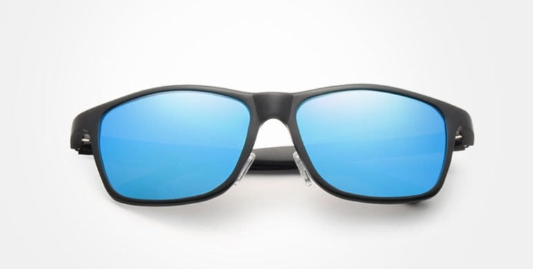 Men's Polarized Square 'Charcoal Storm' Metal Sunglasses