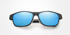 Men's Polarized Square 'Charcoal Storm' Metal Sunglasses