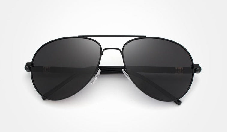 Men's Polarized Aviator 'Freeway' Metal Sunglasses