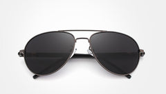 Men's Polarized Aviator 'Freeway' Metal Sunglasses