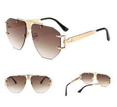 Men's Oversized Rimless Aviator 'Emcy Hammer' Metal Sunglasses