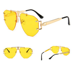 Men's Oversized Rimless Aviator 'Emcy Hammer' Metal Sunglasses