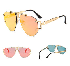 Men's Oversized Rimless Aviator 'Emcy Hammer' Metal Sunglasses