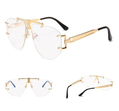 Men's Oversized Rimless Aviator 'Emcy Hammer' Metal Sunglasses