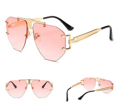 Men's Oversized Rimless Aviator 'Emcy Hammer' Metal Sunglasses