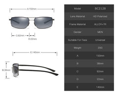 Men's Polarized Rectangular 'Mr. Anderson' Metal Sunglasses