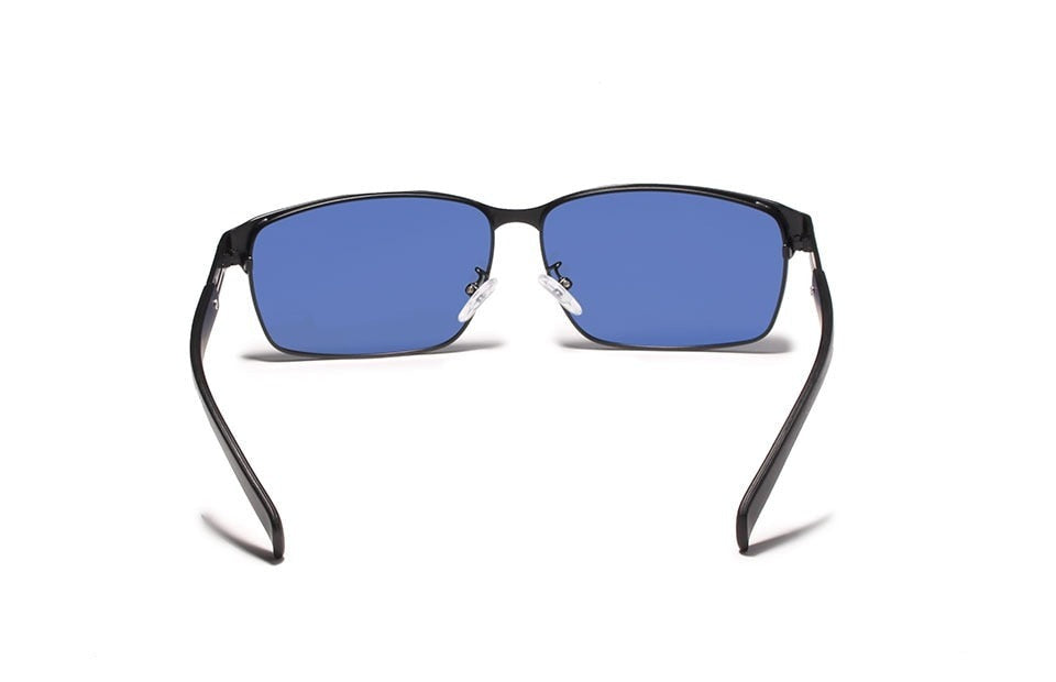 Men's Rectangular Semi Rimless 'Drongo Bee' Metal Sunglasses