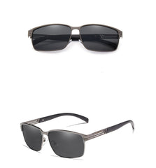 Men's Rectangular Semi Rimless 'Drongo Bee' Metal Sunglasses